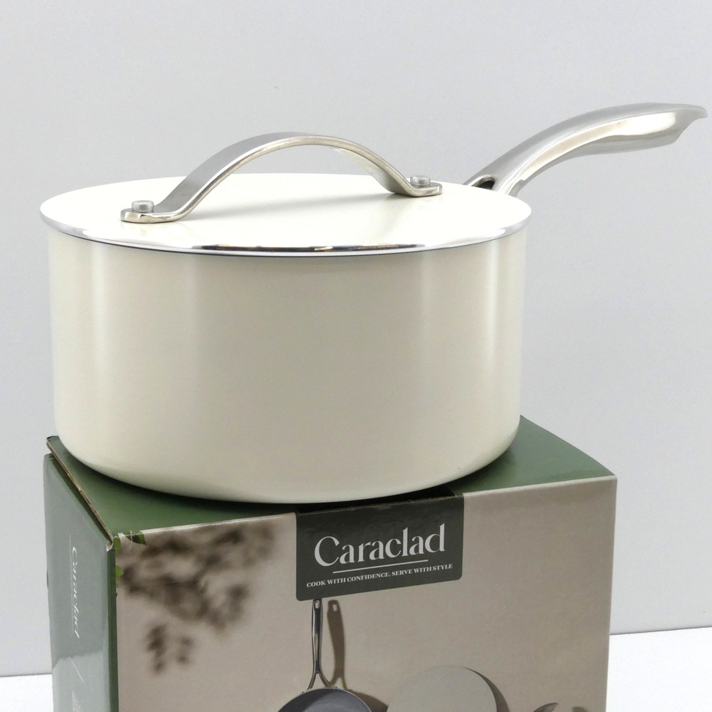 Caraclad 2Qt Sauce Pot w/ Lid Aluminum Cookware Non-Stick Stainless Handle